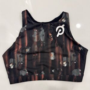 Peloton Redish Brown & Black Flower Patterned Sports Bra